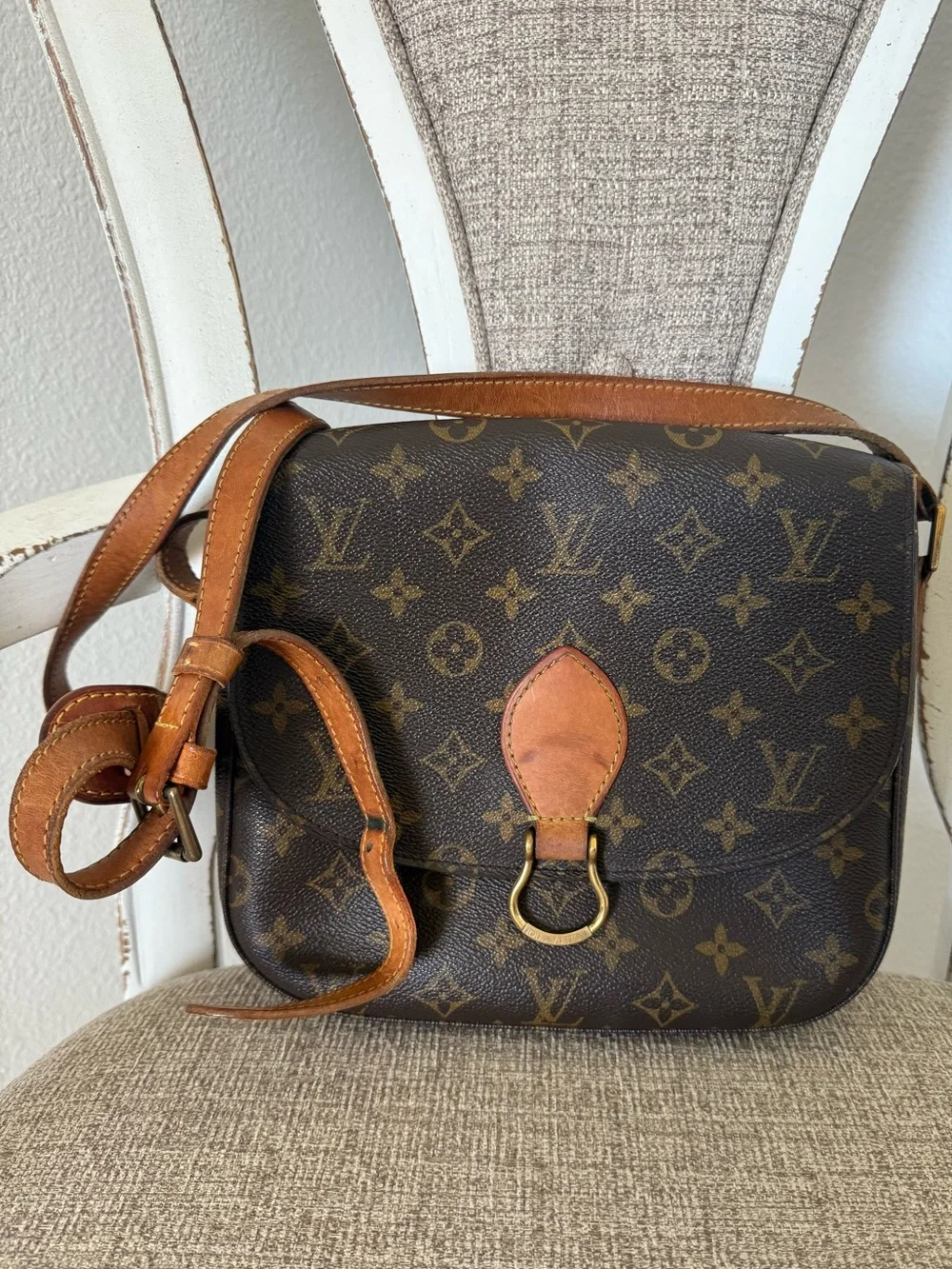 Vintage Louis Vuitton Brown Monogram Saint Cloud Crossbody with Tan Accent - Picture 3 of 16